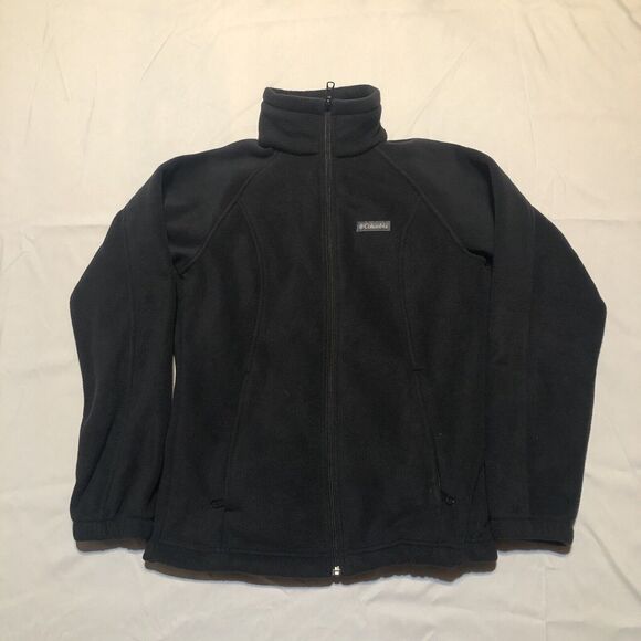 Columbia Womens Full Zip Up Fleece Jacket Long Sleeve Mock Neck Black SZ S EUC - Picture 1 of 11